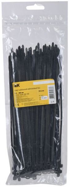 Хомут 3,6х200мм нейлон черный (100шт) IEK