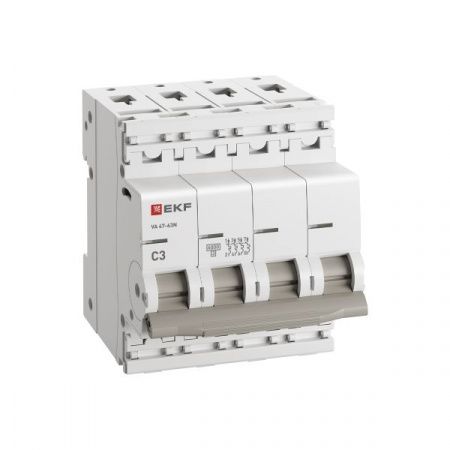 Автоматический выключатель 4P 3А (C) 6кА ВА 47-63N PROxima EKF