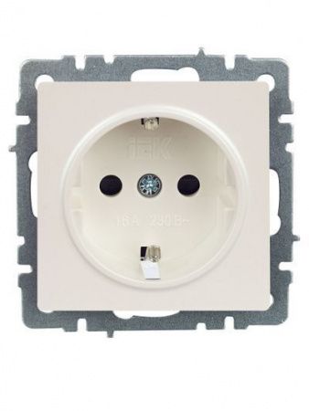 BRITE Розетка 1-местная с заземлением с защитными шторками 16А РС14-1-0-БрЖ жемчуг IEK