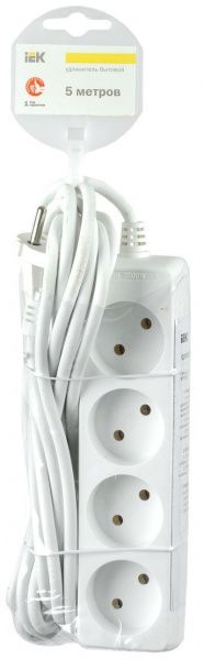 Удлинитель У4 4 места без заземления 5м 2х0,75мм2 10А/250 IEK