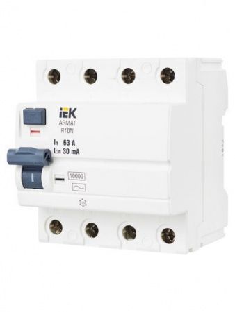 ARMAT Выключатель дифференциального тока R10N 4P 63А 30мА тип AC IEK
