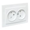 Минск Розетка 2-местная СП без заземления 10А белая с защ. штор. EKF Basic