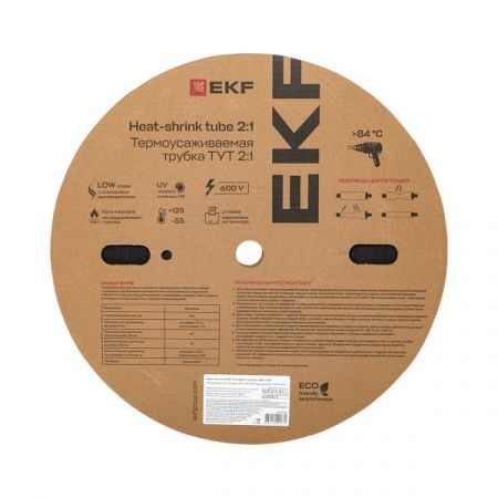 Термоусаживаемая трубка ТУТ нг 12/6 черная рулон EKF PROxima