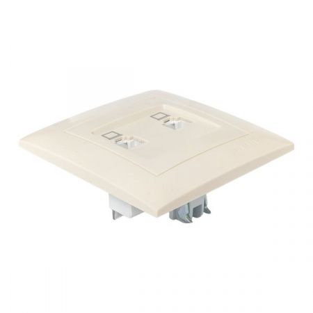 Валенсия розетка компьютерная RJ-45 2-местная кремовая EKF PROxima