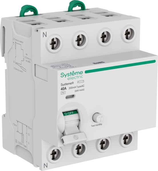 УЗО 4П  40A 300мА Systeme9 ВДТ 400В тип AC Systeme Electric