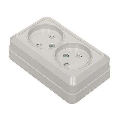 Рим Розетка 2-местная 10А без заземления белая с защ. штор. EKF