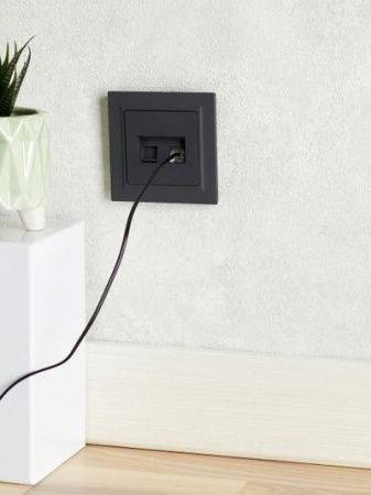 BRITE Розетка двойная RJ11+RJ45 кат.5E РК/Т12-БрГ графит IEK