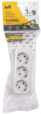 Розетка переносная разборная с заземлением К03 3 места CLASSIC IEK