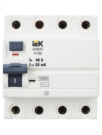 ARMAT Выключатель дифференциального тока R10N 4P 40А 30мА тип AC IEK