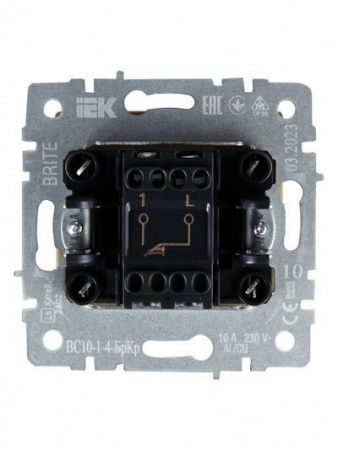 BRITE Выключатель 1-клавишный самовозвратный 10А ВС10-1-4-БрКр бежевый IEK